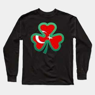 turkish Flag for st patricks day, Irish Shamrock Long Sleeve T-Shirt